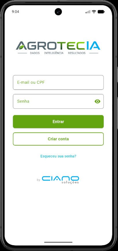 Tela de login do app Agrotecia